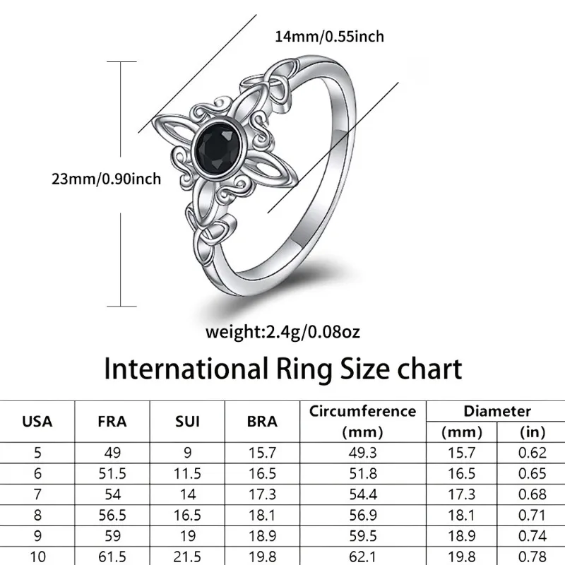 Witch Magic Knot Ring Fashion Celtic Knot Black Zircon finger Girl Coldness Style Cute Style Accessories 5