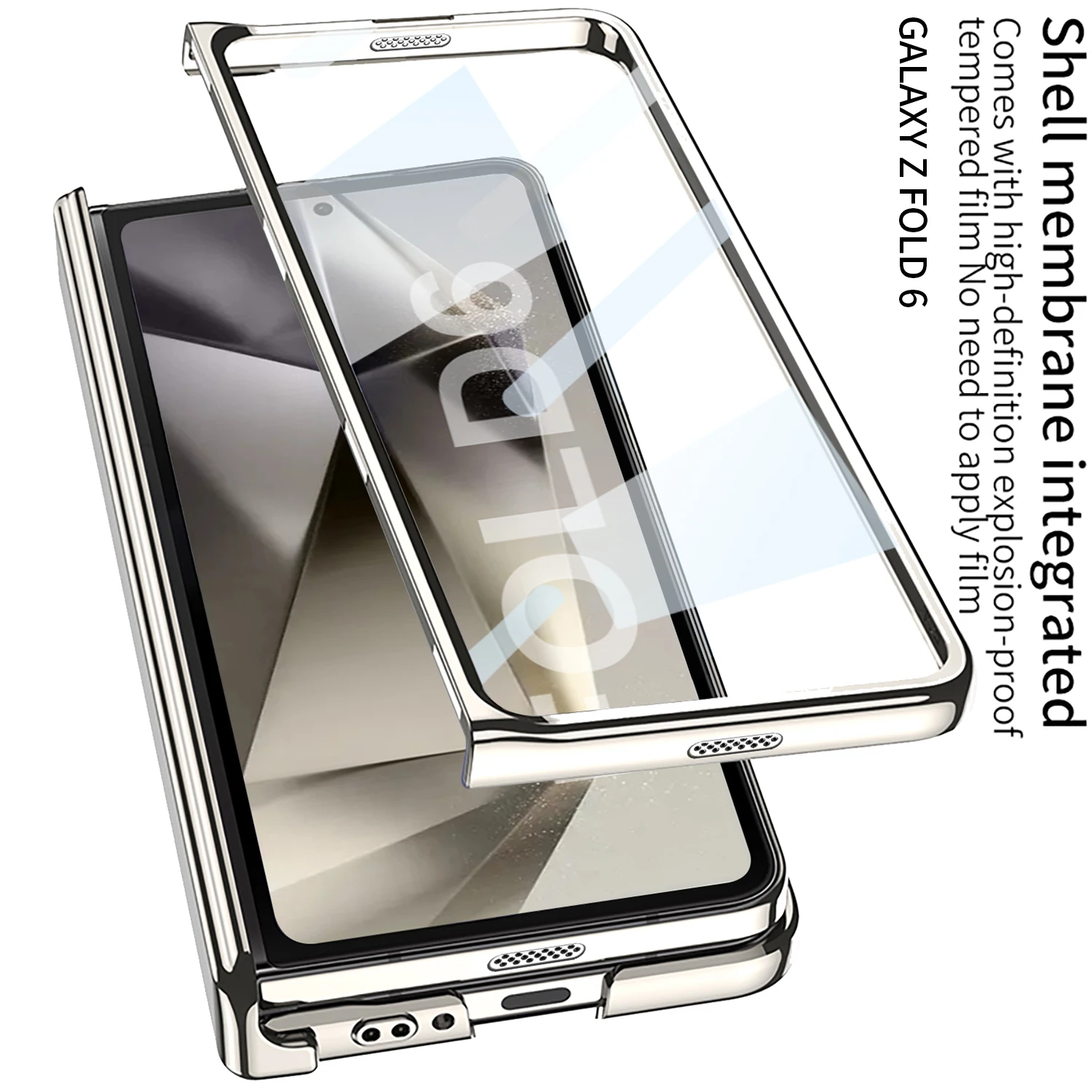 Phone Case For Samsung Galaxy Z Fold 7 6 Fold7 Plating Transparent Magnetic Hinge Phone Case Screen Glass Protective Film Shockproof Cover