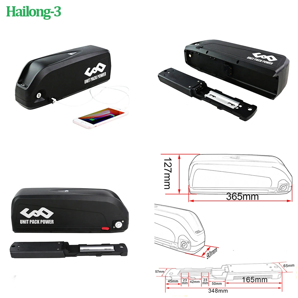 Hailong EBike Battery 36V 48V 52V 20Ah 24Ah Mountain Bicycle 18650 21700 Electric Bateria Pack for Bafang 1000W 750W 500W 250W