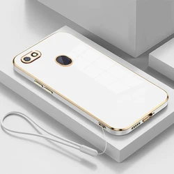 Luxury Square Plating Shockproof Back Cover for OPPO F7 (Gs6D White)