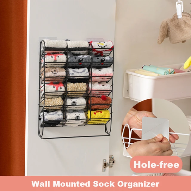 Wall-mounted Socks Organizer Detachable Compartment Underclothes Divider  Organizer Punch Free Space-saving for Garderobe Storage - AliExpress