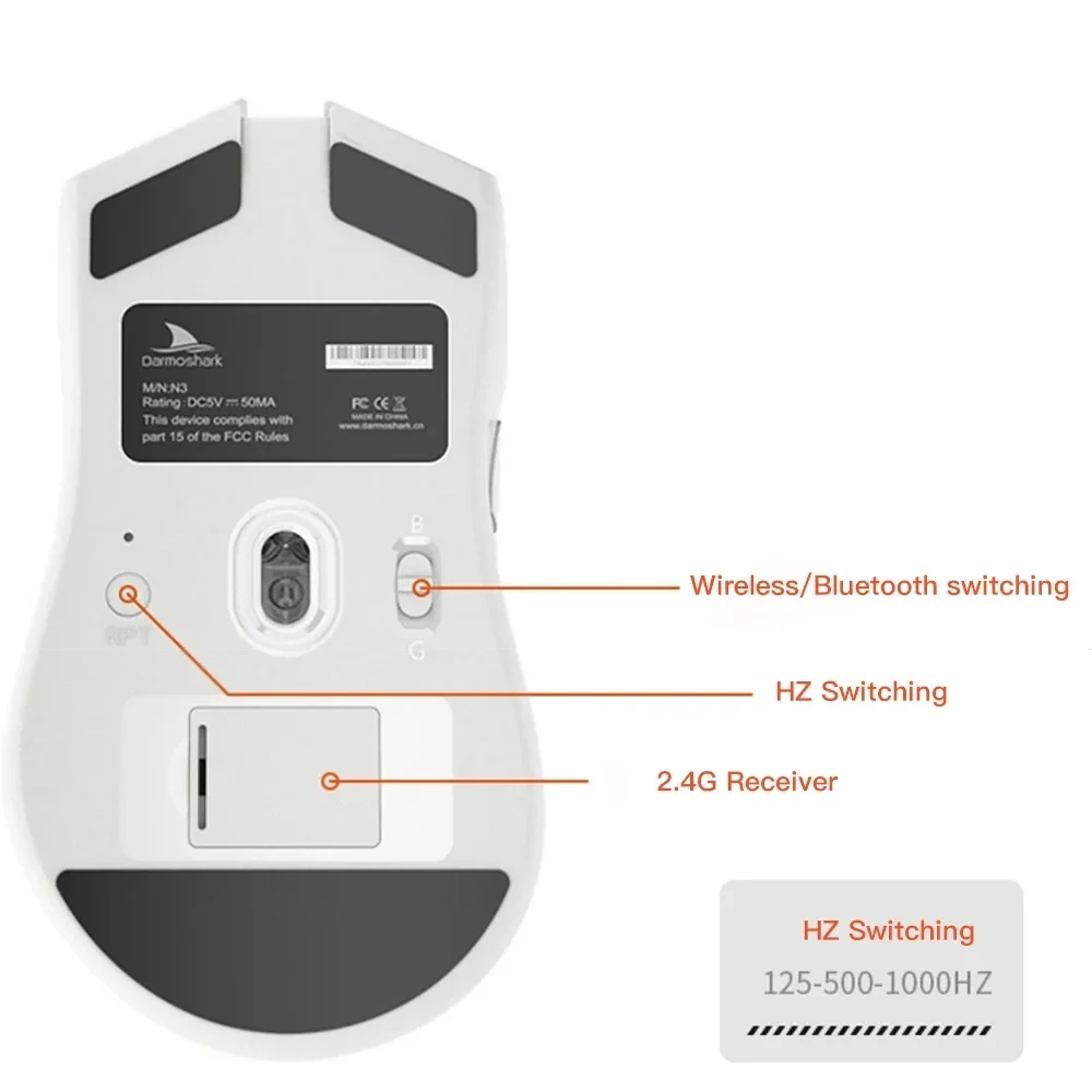 Chosfox-darmoshark n3 Mouse sem Fio Bluetooth Óptico 26000dpi Botões para Computador Laptop pc - Imagem 2