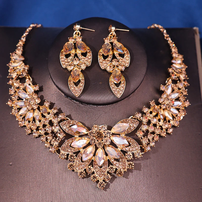 Bridal Jewelry Set Fashion Crystal Rhinestine Necklace Earring Sets Wedding Hair Accessories For Women Bride bridal hair accessories hair accessories bridal jewelry set