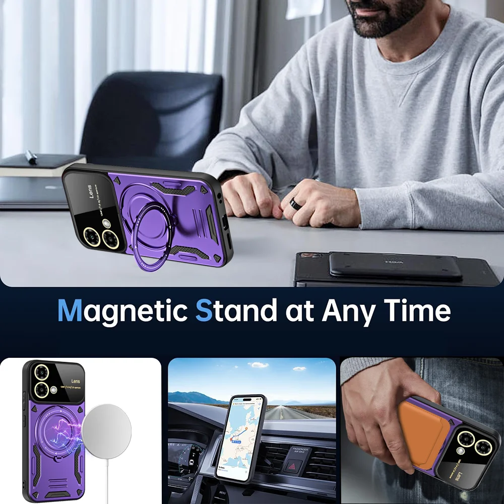 Magnetic Stand Military Grade Armor Case with MagSafe Compatibility
