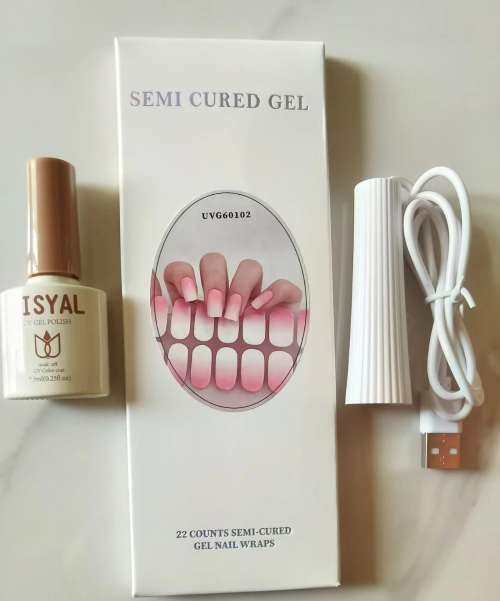 Semi Cured Gel Nail Strips with UV Lamp Gel Nail Polish Sealant Varnish Long-term Lamp Hardened and Firm 6Pcs/set For 30 Days
