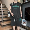 Summer New Loose Men Suits American Street Breathable Sets Casual Sleeveless T-Shirt and Shorts Set Male Sports Suit Tracksuit 4