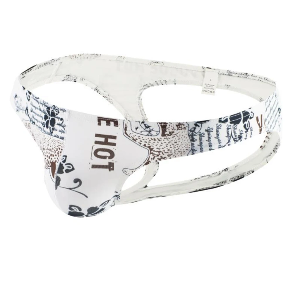 

Sexy Men Thong Low Waist Backless Briefs Sexy Printed Bikini Underwear Crotchless Lingerie Casual Breathable Soft Panties