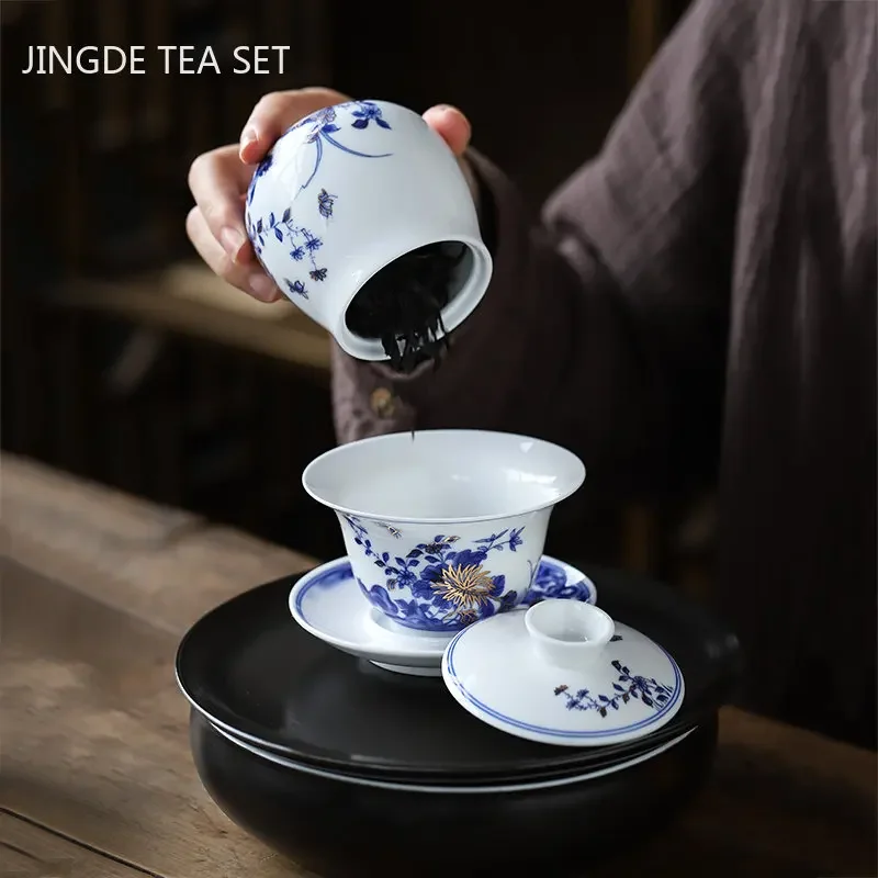 Enamel Color Ceramic Tea Jar Chinese Tea Container Portable Coffee Moisture-proof Tank Kitchen Storage Can Teaware Accessories