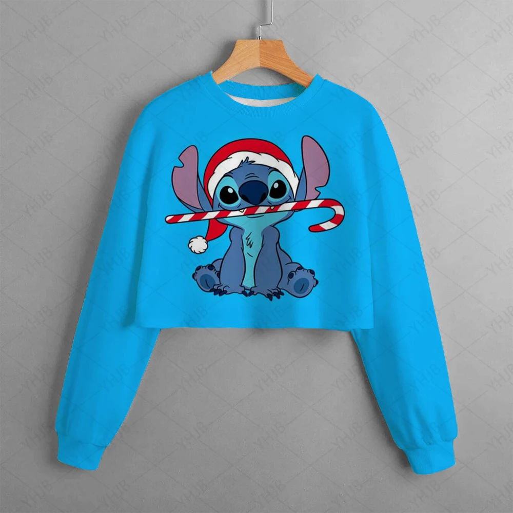 Christmas Girls Kids Clothing Print Cropped Hoodie Disney Stitch Christmas Casual Cartoon Girls Sweatshirt Tops hooded sweatshirt children hoodie children sweater cotton hoodie children sweatshirt toddler sweatshirt children top pullover hoodie