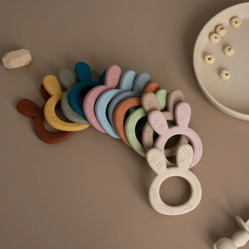 Silicone Teething Toys for Babies Cartoon Rabbit Shape BPA Free Infant Chewing Molar Toy
