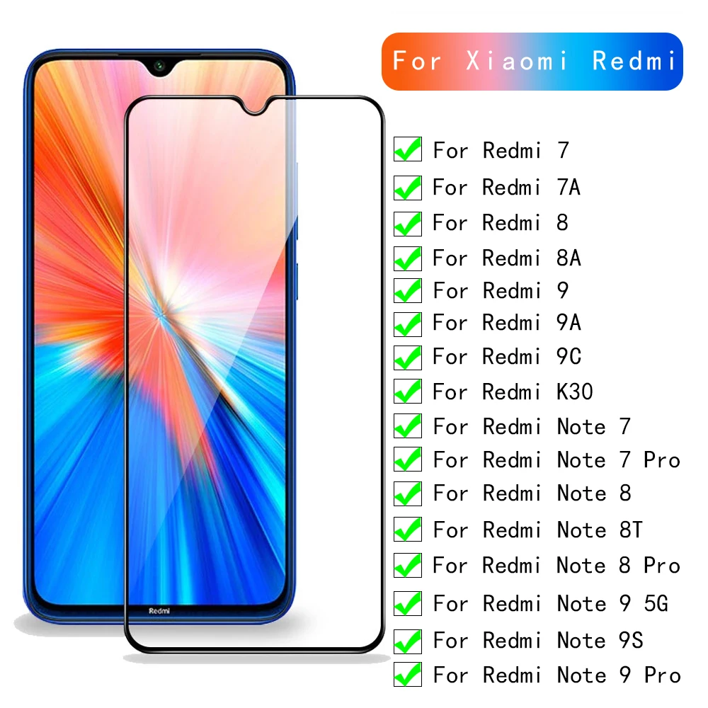 Glass For Xiaomi Redmi 7 7A 8 8A 9 9A 9C K30 Screen Protection Redmi Note 7 8 8T 9 9S Pro 5G Screen Protector 1000d hydrogel film for xiaomi redmi note 10 pro screen protector on xiaomi redmi note 9 pro 8 9s 7 9a 9c 8t 8a 7a k40 not glass