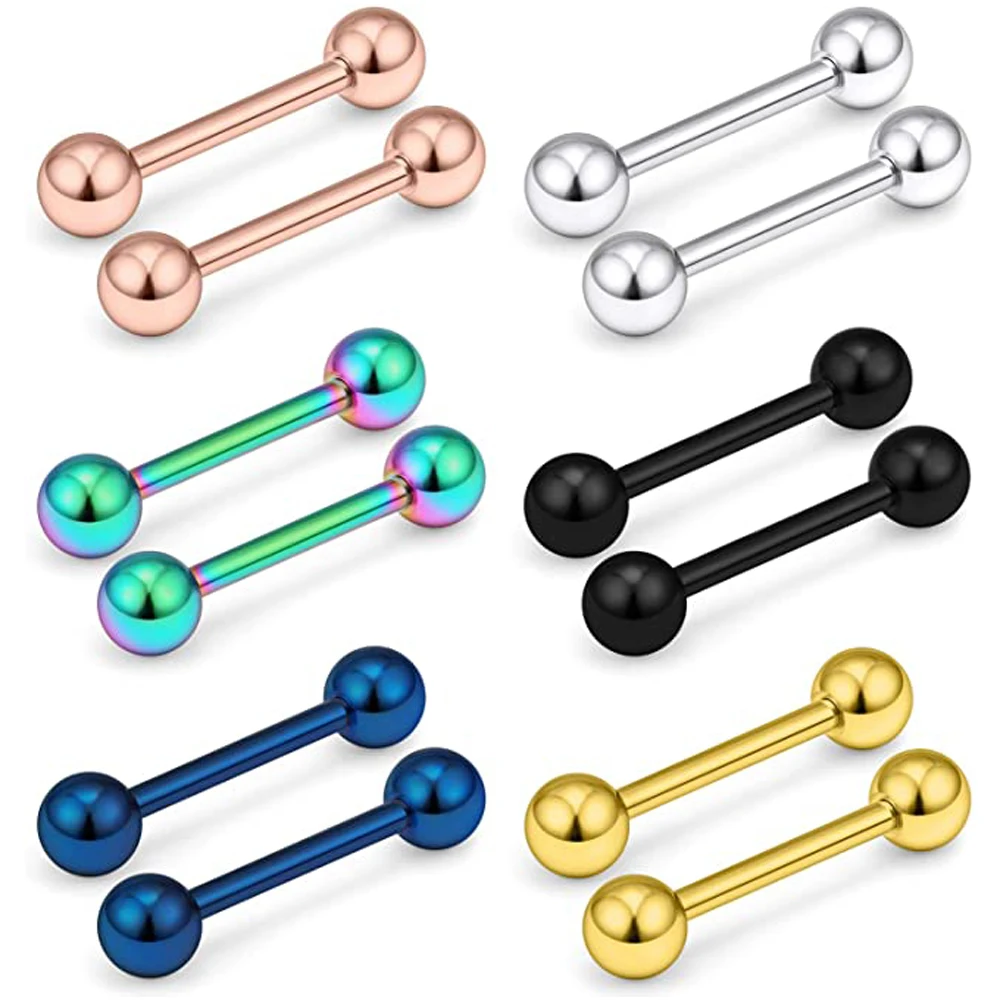 Stainless Steel Externally Threaded PA Tongue Nipple Shield Barbell Ring Bar Body Piercing Jewelry Retainer 16mm 14G 16G piercing jewelry body piercing jewelry body jewelry