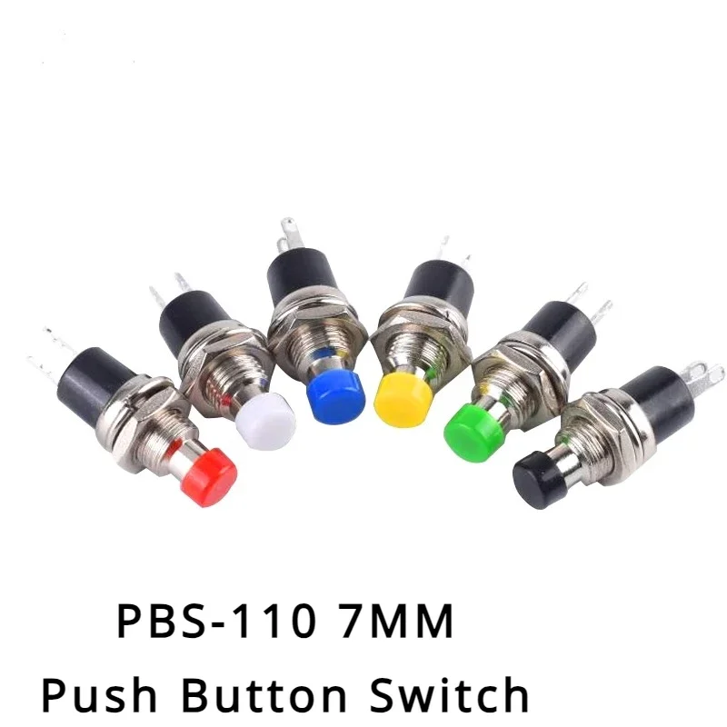 

10Pcs PBS-110 7MM Momentary Push Button Switch Press The Reset Switch Momentary ON OFF Push Button Micro Switch Normally Open NO