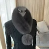 New Women Fur Winter Scarf Short Thick Plush Fluffy Cute Scarf with Big Pompom Winter Fur Collar Solid Color Neckerchief 5
