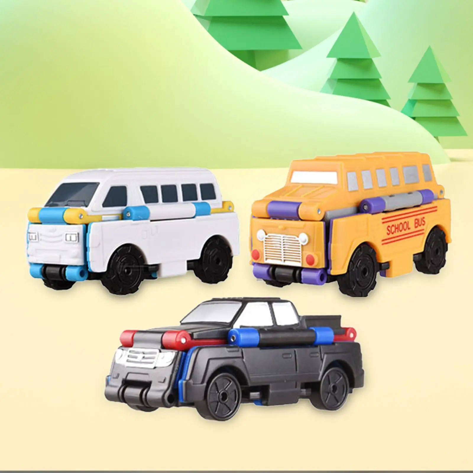 3피스 변신 자동차, 인터랙티브 변형 자동차, 역방향 주행 방지 자동차 장난감, 게임 선물, 상품, 장식, 계몽용