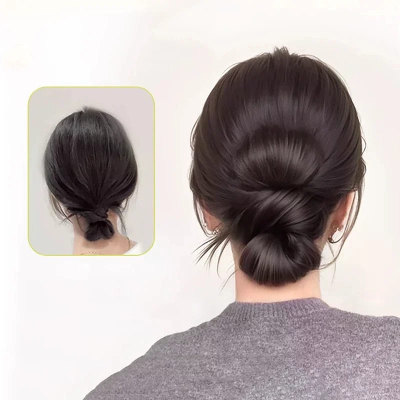 Coda di cavallo sintetica a chignon, parrucca soffice con clip, accessori per capelli per feste, extension finta a coda di cavallo per donna - immagine 2