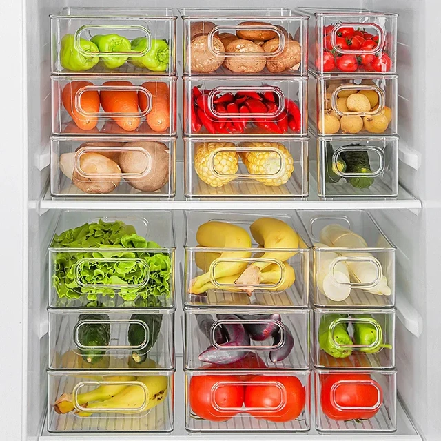 Refrigerator Storage Organizer Bins Plastic Stackable Storage Box with Drawers  Pull-Out Cabinet Containers, for Fridge Kitchen - AliExpress