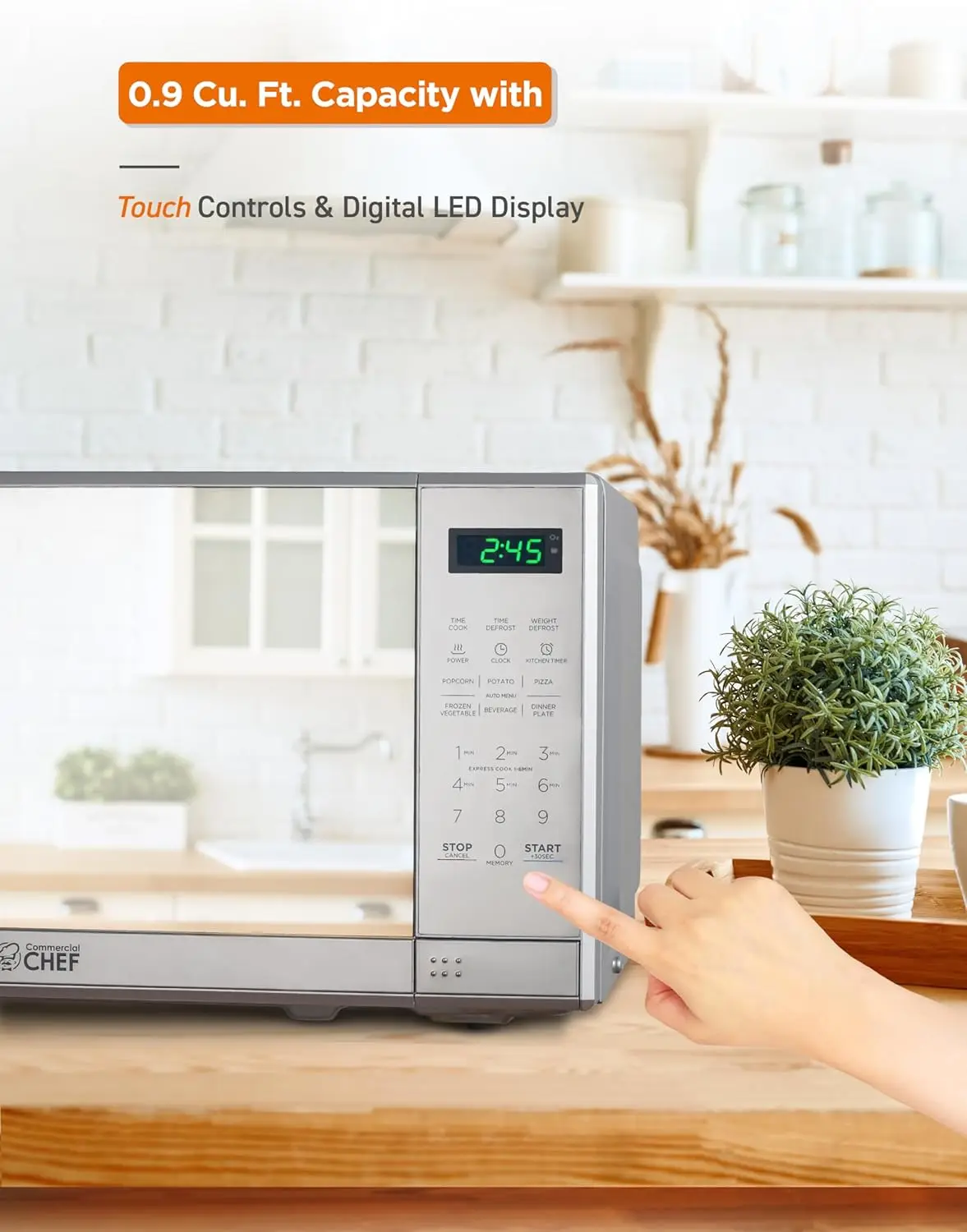 CHEF 0.7 Cu Ft Microwave with 10 Power Levels, 700W Microwave with Digital Display, Countertop Microwave with Child S 6