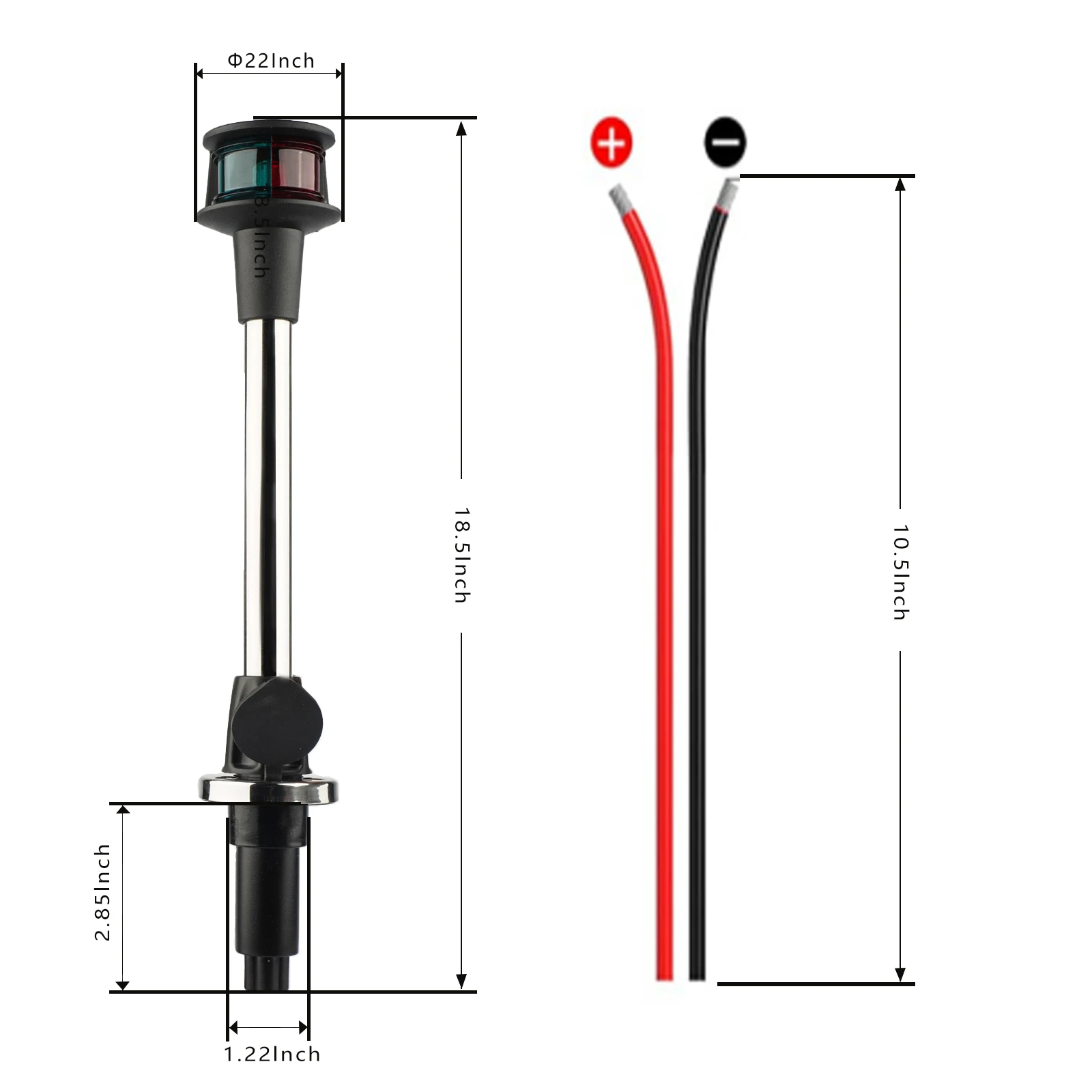 For Boat Pactrade Marine Black Rubber Cap 2-Prong Pole Base Silver Top Socket Plug In Stern Light - Foto 10