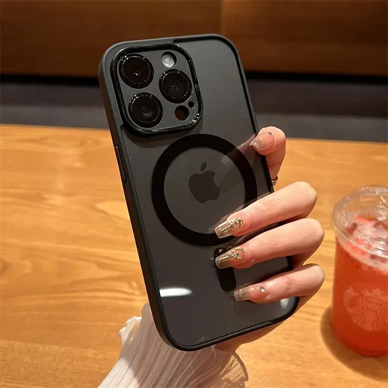 Luxury Magnetic Wireless Charging Case with Lens Protection and Transparent Soft Bumper