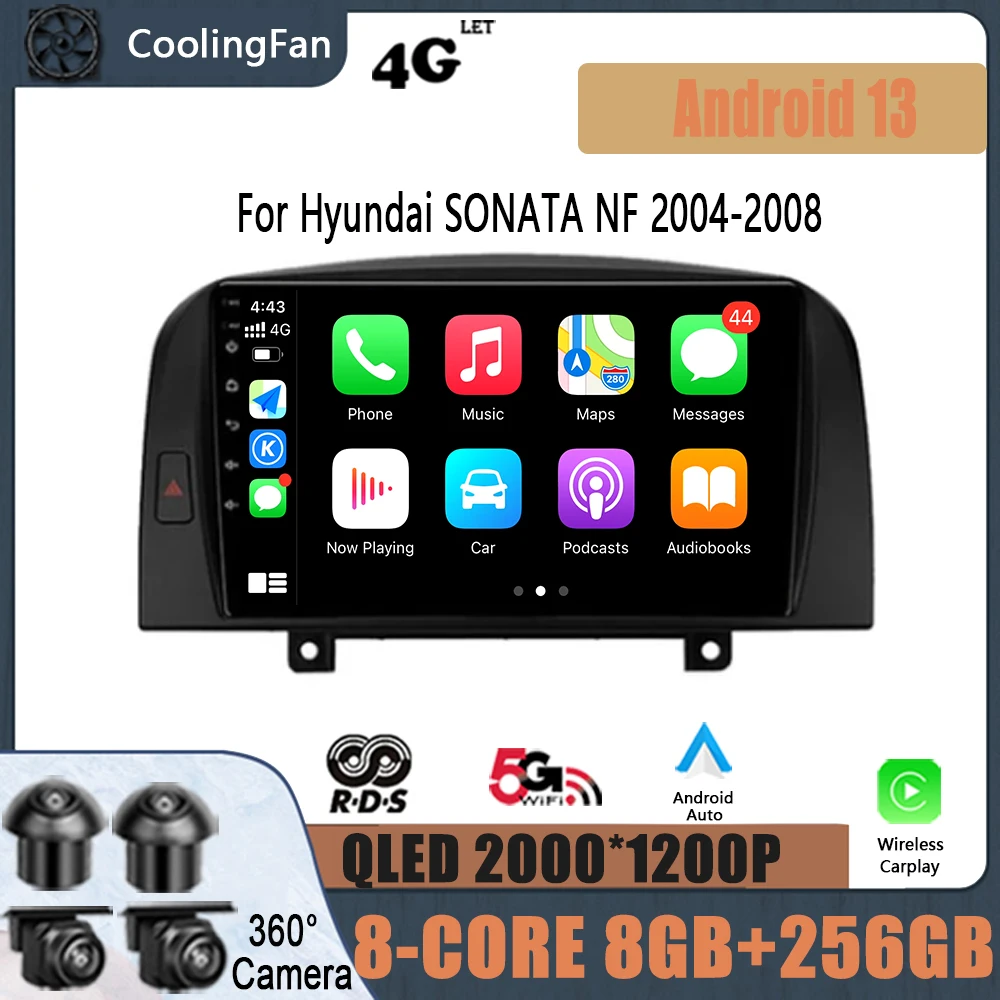 

Car Navigation Screen carplay Split Screen 5G WIFI For Hyundai SONATA NF 2004-2008 Android Auto