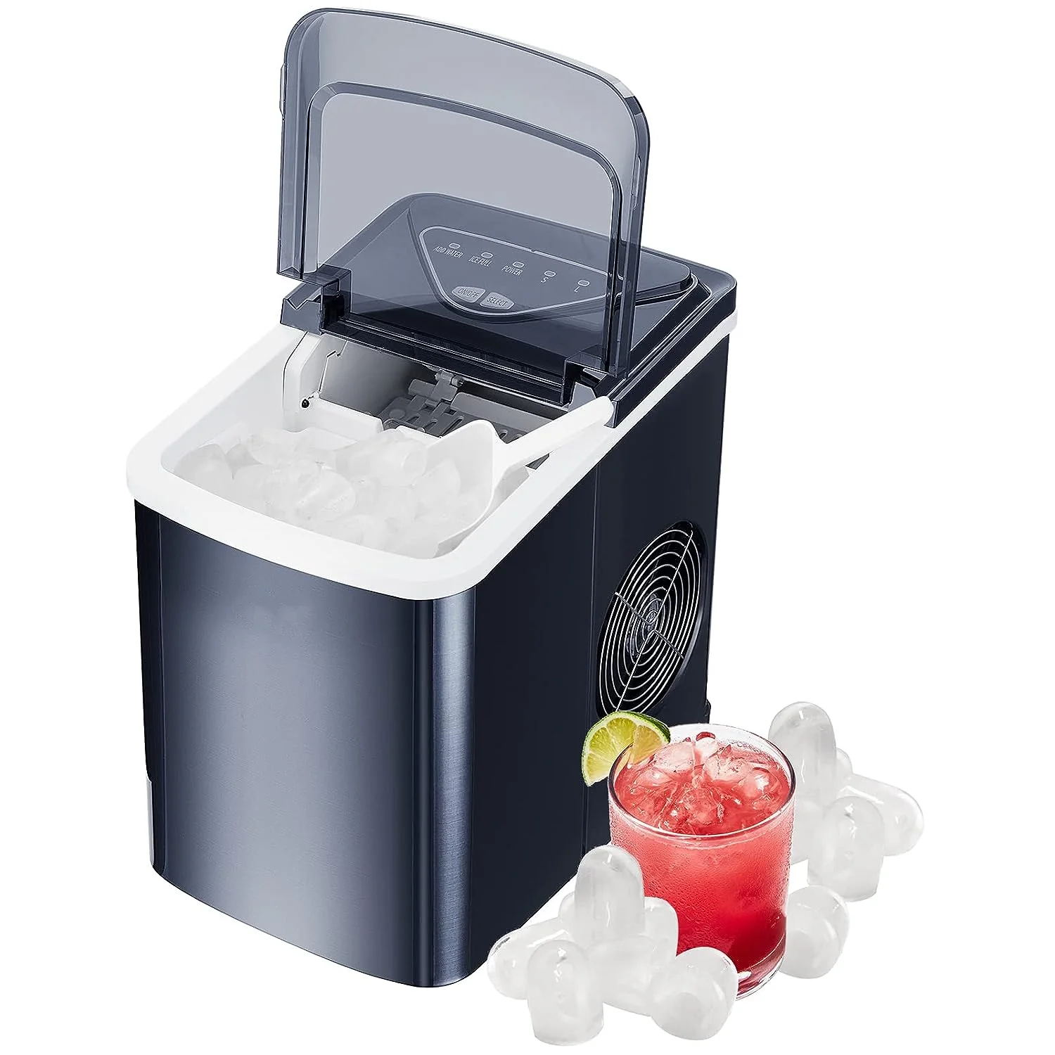 

Ice Maker - Portable Countertop Ice Maker Machine with Self Cleaning, 26 lbs ice in 24 Hours, 9 Cubes Ready in 6 Mins with Ice S