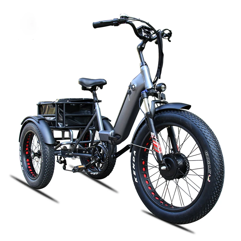 

electric cargo bike 20 inch electric trike fat tire 3 wheel Electric Tricycle three wheels adult cargo electric bike