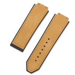 Matte Leather Sport Bracelet: Luxury Men's Watch Strap - 19x25mm (Brown)