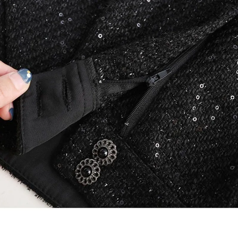 Women's High Waist Solid Button Pockets Casual Sequined Wide Leg Pants Spring and Autumn Office Lady Fashion Loose Wooien Shorts