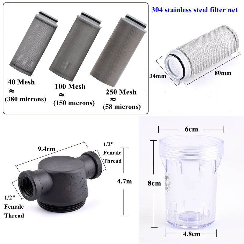 Garten Bewässerung Filter 1/2'' 3/4'' 1'' Bewässerung System Verunreinigung Vorfilter Wasser Pumpe Filter Haushalt Wasser Rohr Sieb – Detail 9
