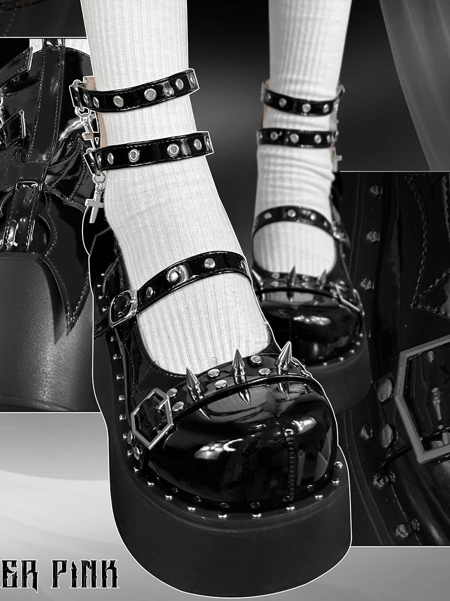 Original Lolita Punk Y2K Chunky Heels New 2024 Spring Hot Girl Thick Bottom Round Head Pumps Women Paltform Shoes