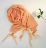 New Pearl Chiffon Diamonds Bow Tassel Scarf Hijab Muslim Women Shawl Wrap Turban Islam Stoles Bandanas Headband Bufanda Foulard