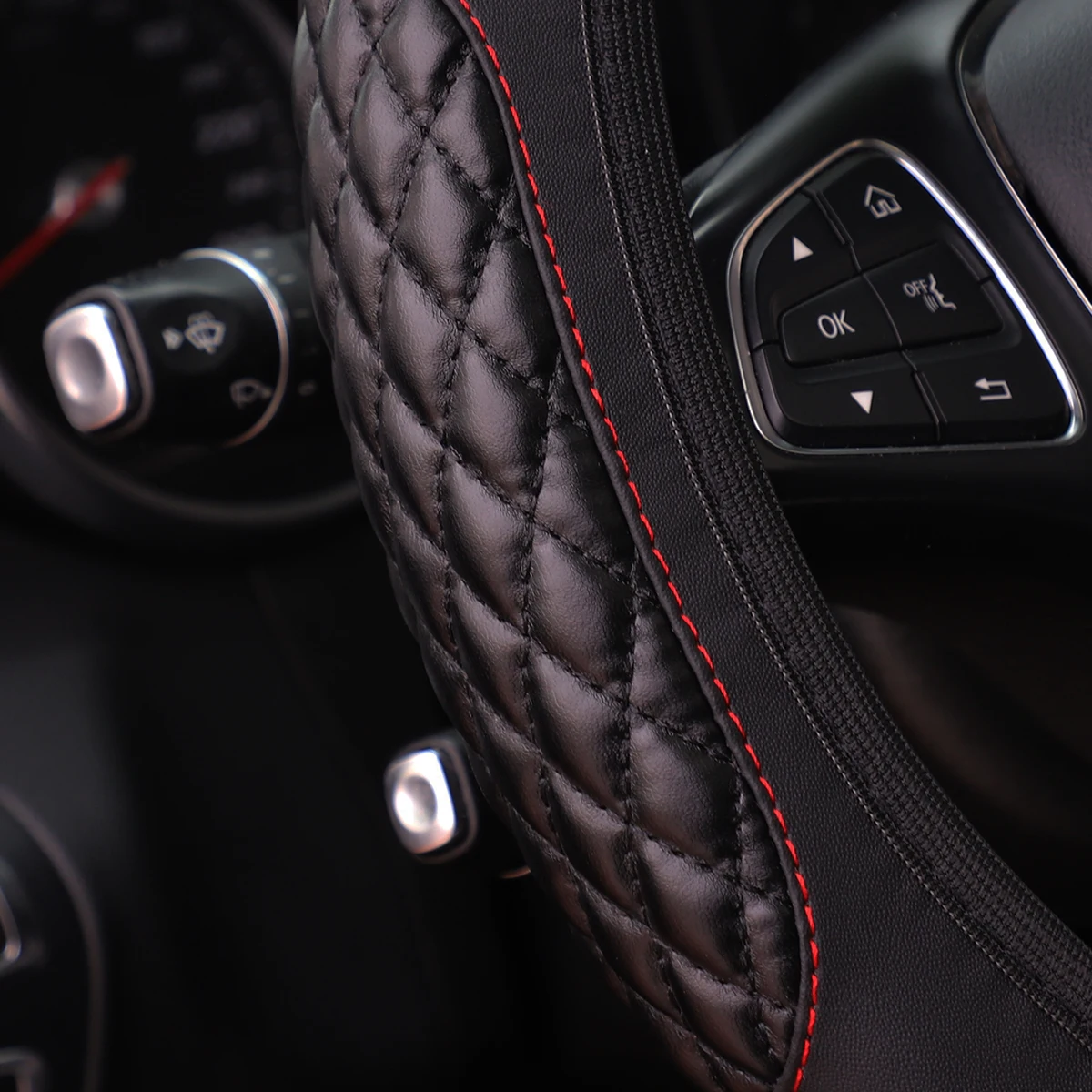 1 artificial sheepskin stereo embroidery soft and comfortable car supplies no inner ring steering wheel cover fits 14.5-15 inche steering wheel cover