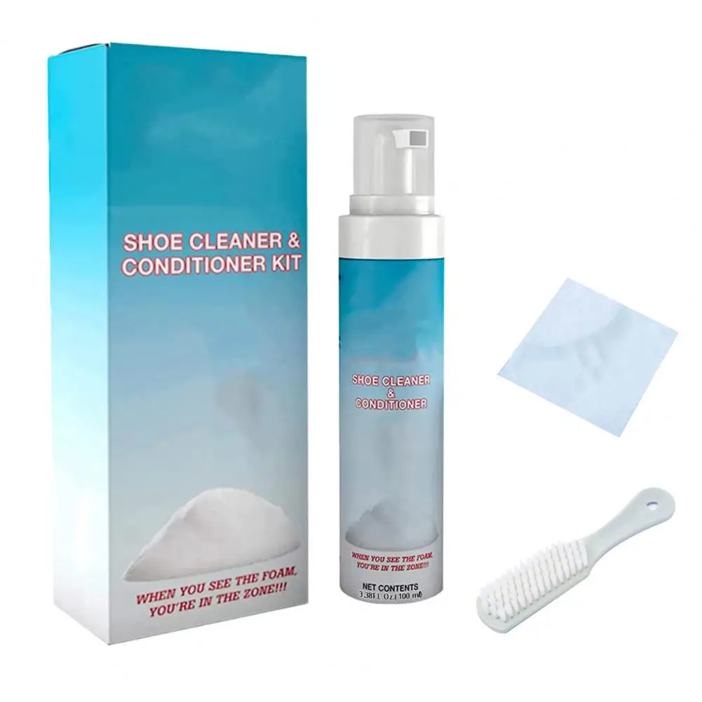 100ML Shoe Cleaner Whitening Cleansing Foamzone Remove Dirt Stain Shoes Sneakers Rich Foamzone No Need Washing Cleaning Tool