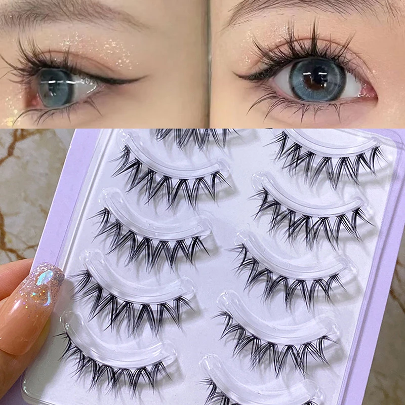 New 5 Pairs 3D Light Thai Makeup V shaped Little Devil False Eyelashes