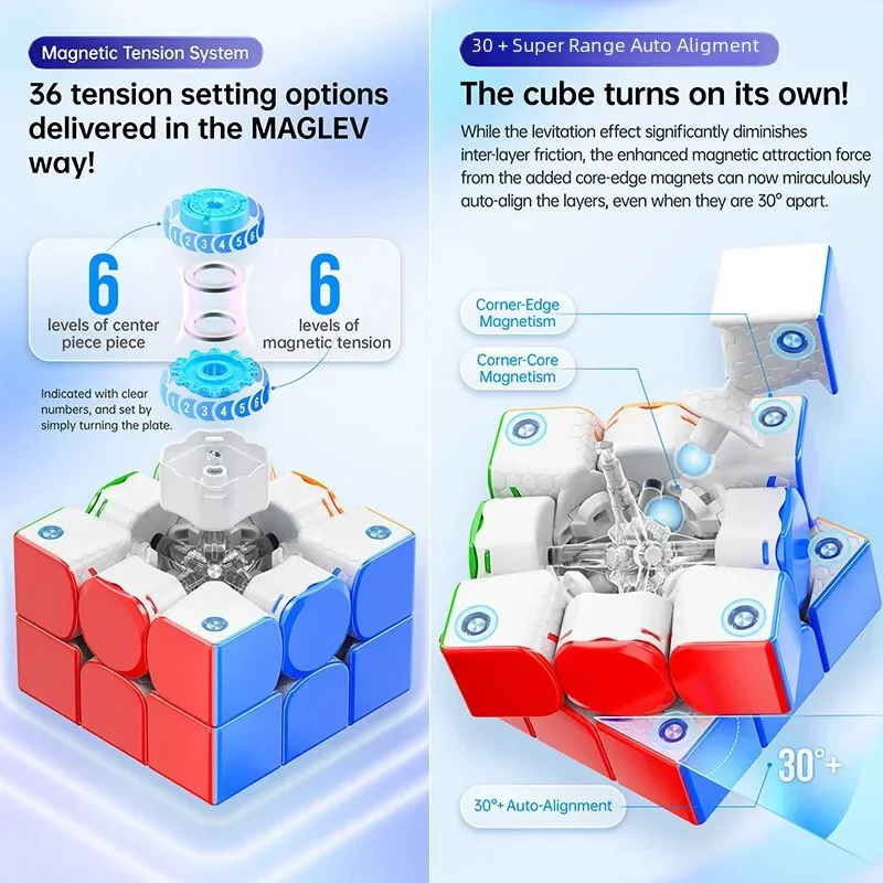 GAN356M 자기 부상 마그네틱 매직 큐브, 3x3x3 전문 3x3 스피드 퍼즐, GAN 356 M 3x3 어린이 장난감