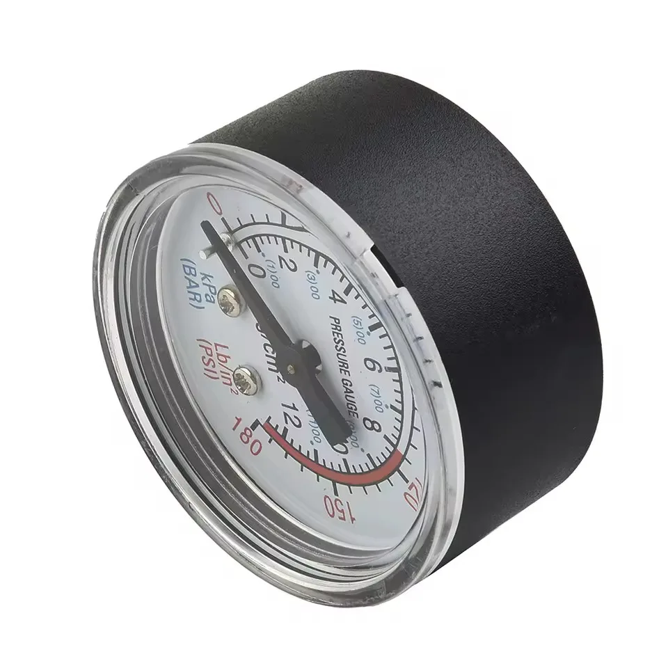 공기압 게이지 수평형 압축기 압력 게이지 1/4 BSP 나사산 0-180PSI/0-12Bar 다이얼 유압계