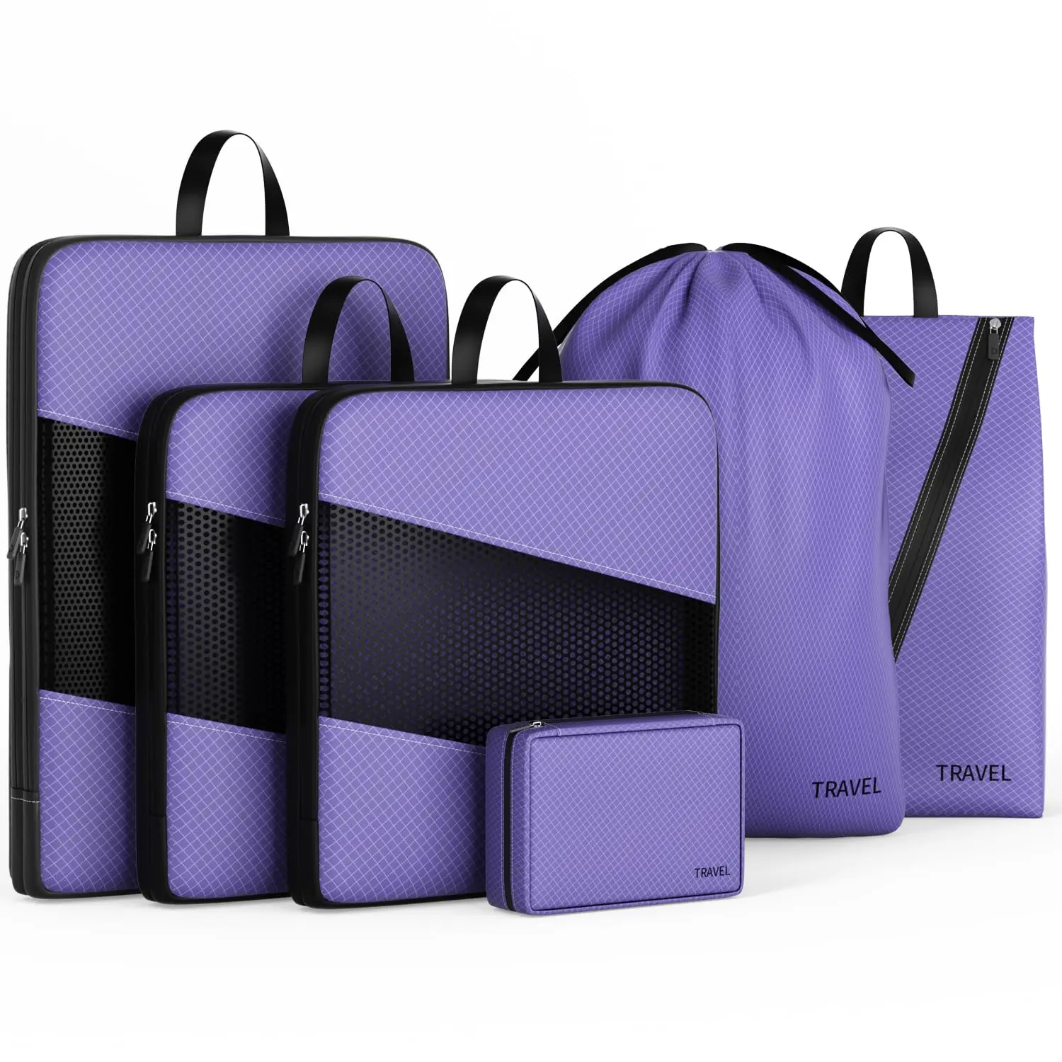 Set med komprimerbara packkuber för resor med skoväska_voghion.com