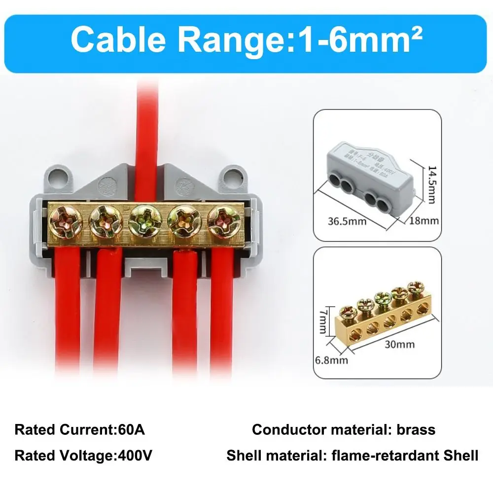 Compact Splice Electrical Connectors High Power High Power Splitter Conductor Brass Wire Connector Wiring Connector Electrical