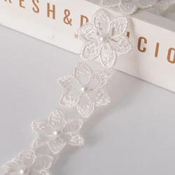 White Lace Fabric for DIY Wedding Dress Sewing and Decor - 2 Meters (P 3.5cm Wide)