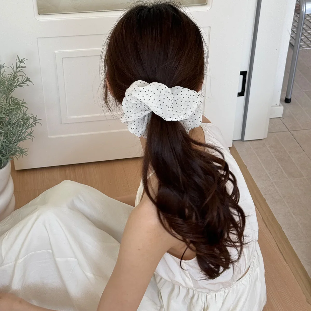 Women's Stylish Scrunchies - French-Inspired Polka Dot & Striped Hair Ties