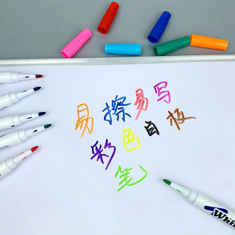 Colorful Markers Erasable Whiteboard Markers Colored Marker Pens for School Teacher Student Office Chalkboard Whiteboard 12 Pcs