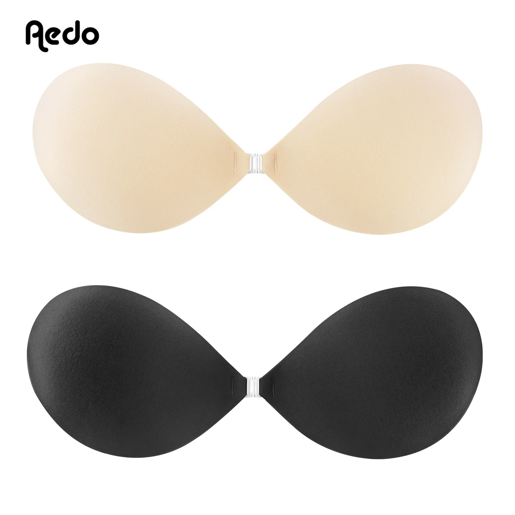 Aedo Skin Beige Round Self-adhesive Invisible Bra Women Sticky Breathable Reusable Front Clasp Push-up Backless Nude Bra 2804