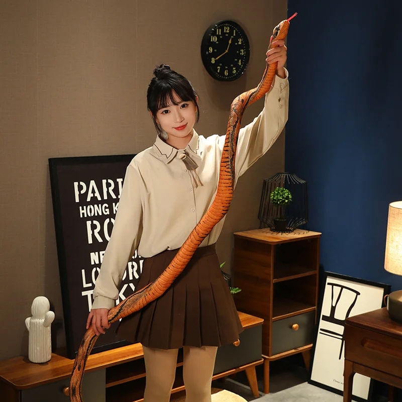 Hot Simulated Long Snakes Plush Toy Giant Lifelike Python Stuffed Snake Plushie Children Boys Funny Birthday Gift Home Decora