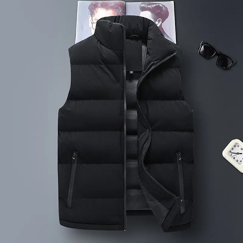 

Men's Jacket Winter Warm Coats for Men Thickened Stand Collar Down Vest Oversized Jackets Puffer Vest Sleeveless Zipper Coat L89
