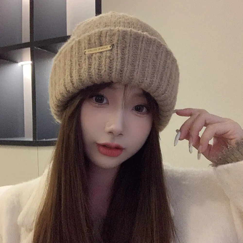 

2023 Winter Warm Wool Knitted Hats for Women Casual Knitted Bonnet Caps Men Hats Solid Color Unisex Female Beanies
