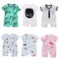 Summer 3-24 Months Baby Boys Girls Romper Infant Jumpsuit Cartoon Short-sleeved Climbing Pajamas Cotton Toddler Clothes 1