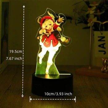 Genshin Impact 3D Lamp LED Night Light Anime Figures Zhongli Raiden Shogun Remote RGB Dream Colors Kids Bedroom Home Decor Gifts 4