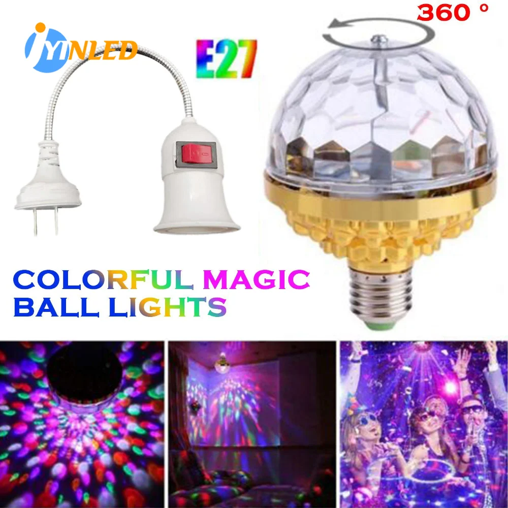 

E27 Mini Rotating Magic Ball Light Rgb Projection Lamp Party Dj Disco Ball Light For Home Party Ktv Bar Stage Wedding Lighting