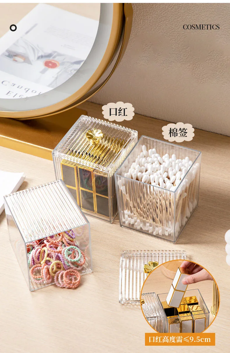 Transparent Cosmetic Jewelry Remover Pads Container, Makeup Cotton Pads, Organizing